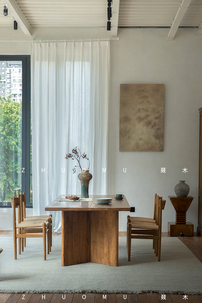 tada dining table, solid wood rectangular table, japanese minimalist furniture, wabi sabi table, handcrafted wood table, piexlculpt studio, zen furniture, wooden dining table, natural wood desk, modern wabi sabi decor