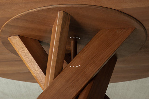 nami dining table, round teak table, solid wood table, wabi sabi furniture, japanese minimalist dining table, handcrafted round table, piexlculpt studio, zen furniture, french vintage design, teak dining table