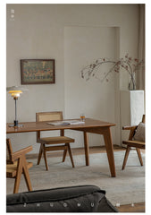 aru dining table, solid teak dining table, minimalist wood table, japanese wabi sabi furniture, handcrafted wooden table, piexlculpt studio, zen furniture, teak rectangular table, wooden work desk, modern wabi sabi decor