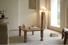 sora coffee table, reclaimed wood furniture, square coffee table, wabi sabi wood table, japanese minimalist decor, rustic low table, handcrafted wooden table, piexlculpt studio, zen furniture, natural oak finish