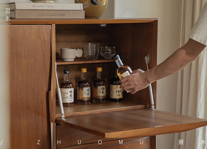mid century tall cabinet, teak storage cabinet, danish modern furniture, solid teak credenza, handcrafted wood furniture, mcm storage unit, vertical teak cabinet, minimalist wood cabinet, solid wood furniture