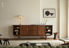 mid century teak sideboard, sliding door cabinet, danish modern credenza, handcrafted teak furniture, solid wood buffet, mcm furniture, minimalist teak console, vintage teak cabinet, artisan wood furniture