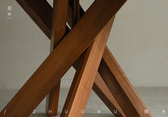 nami dining table, round teak table, solid wood table, wabi sabi furniture, japanese minimalist dining table, handcrafted round table, piexlculpt studio, zen furniture, french vintage design, teak dining table