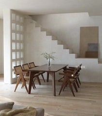 tomo dining table, solid wood dining table, japanese minimalist table, wabi sabi furniture, handcrafted wood table, zen furniture, piexlculpt studio, long oak table, rustic wooden dining table, modern japanese design