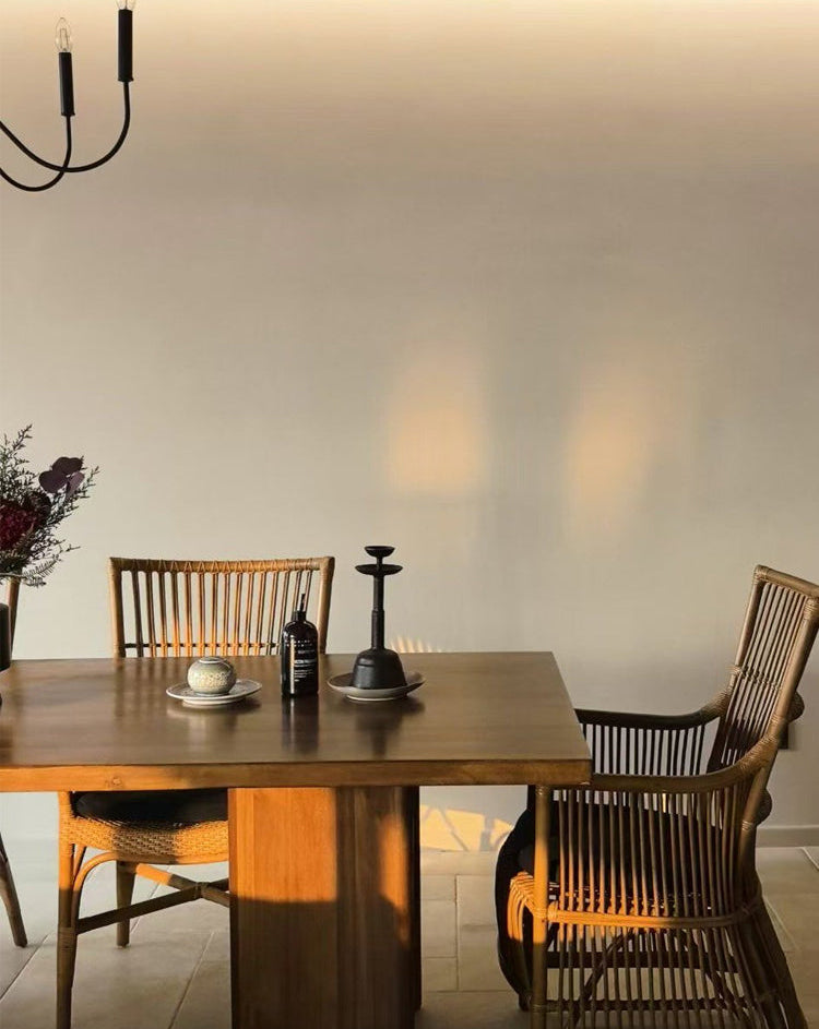 tada dining table, solid wood rectangular table, japanese minimalist furniture, wabi sabi table, handcrafted wood table, piexlculpt studio, zen furniture, wooden dining table, natural wood desk, modern wabi sabi decor