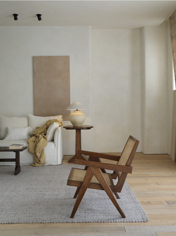 Chandigarh chair, rattan wood furniture, modernist wooden furniture, handwoven armchair, solid wood dining chair, minimalist home decor, mid-century design