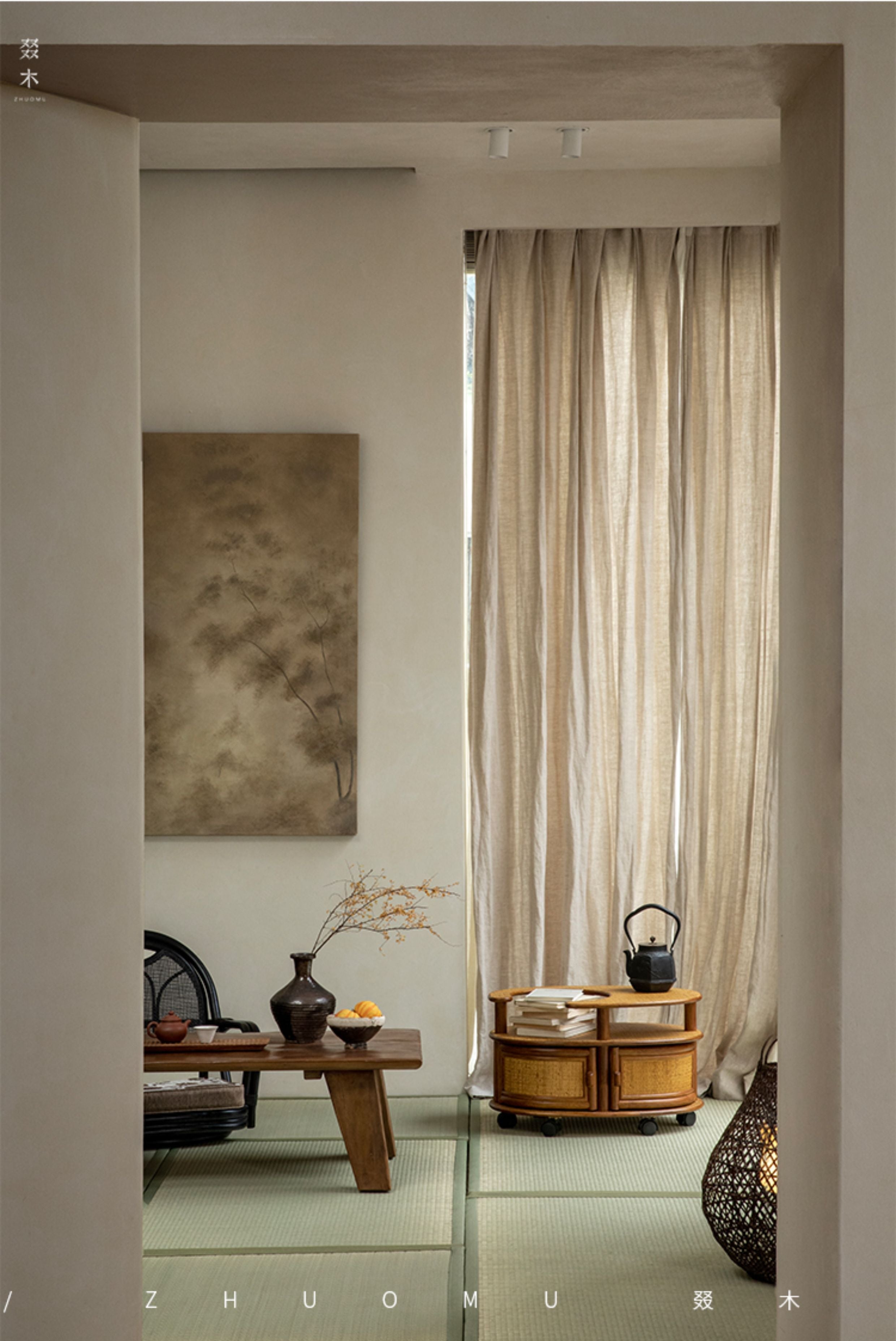 rattan tea table, rattan side table, rolling rattan cart, handwoven rattan furniture, vintage bamboo cart, natural rattan storage, bohemian furniture, artisan rattan table, living room tea cart, Japanese style rattan table