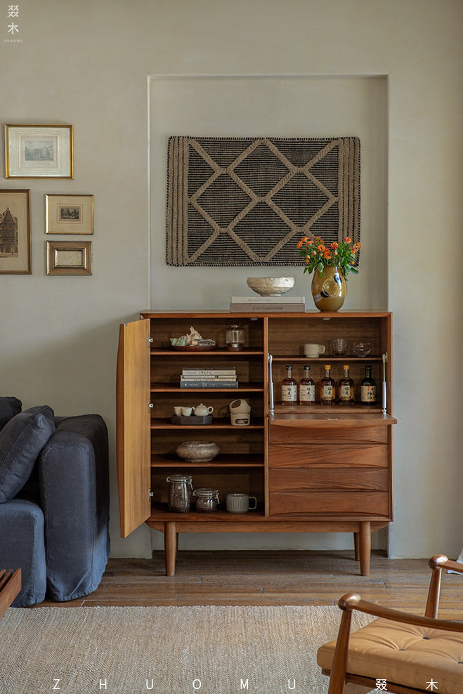 mid century tall cabinet, teak storage cabinet, danish modern furniture, solid teak credenza, handcrafted wood furniture, mcm storage unit, vertical teak cabinet, minimalist wood cabinet, solid wood furniture