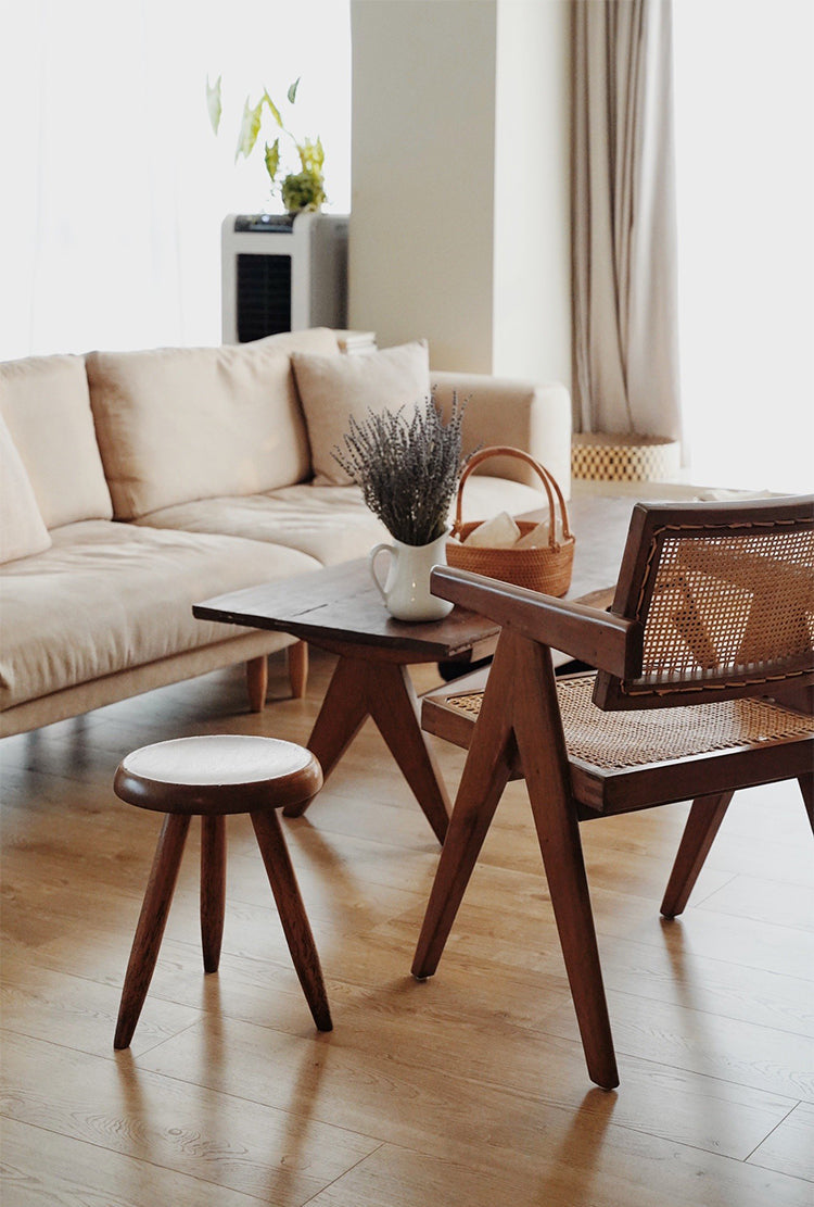koto stool, round wood stool, japanese minimalist furniture, wabi sabi furniture, solid wood stool, handmade wooden furniture, accent stool, piexlculpt studio, modern wood decor, small wooden stool