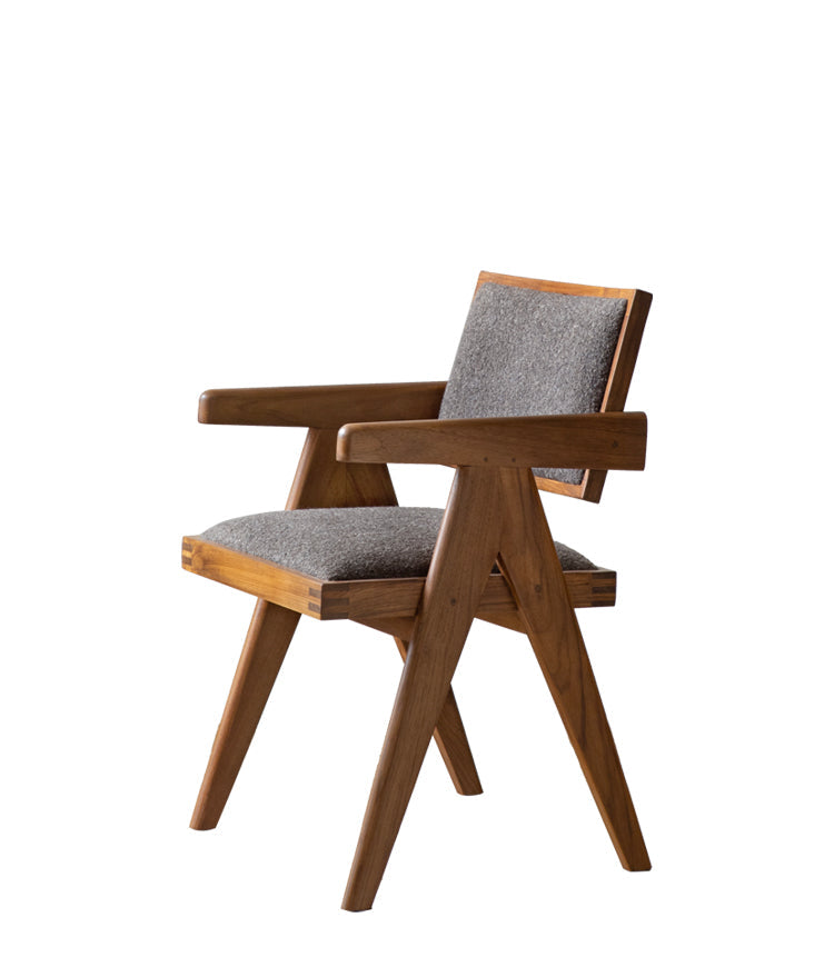 Chandigarh chair, rattan wood furniture, modernist wooden furniture, handwoven armchair, solid wood dining chair, minimalist home decor, mid-century design