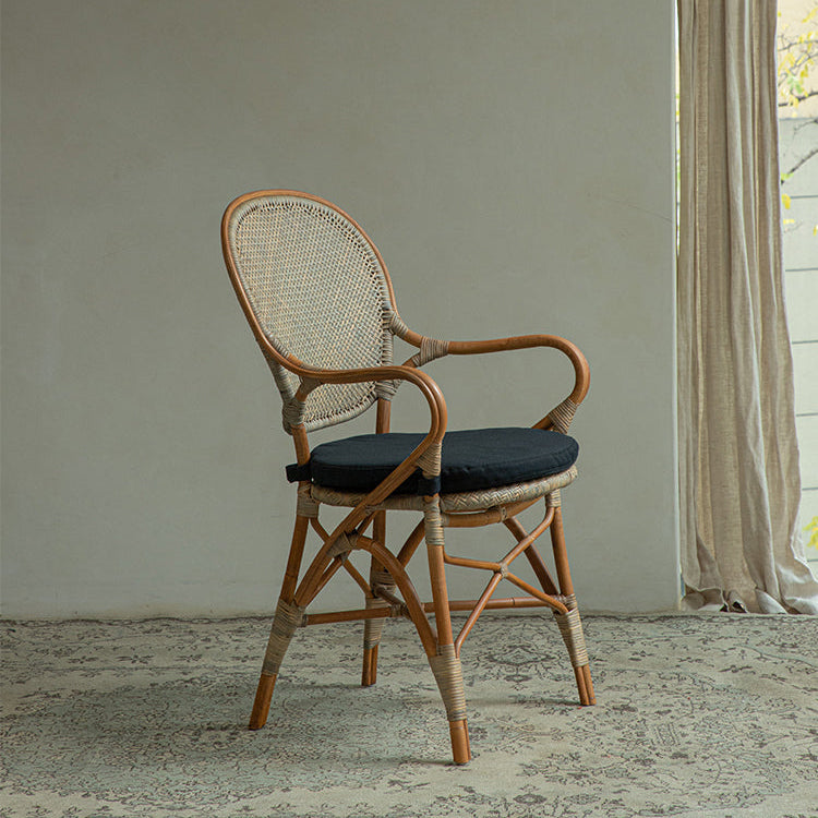 rattan armchair, banana fiber chair, rattan dining chair, handwoven rattan furniture, french café chair, natural rattan seat, bohemian dining furniture, tropical rattan armchair