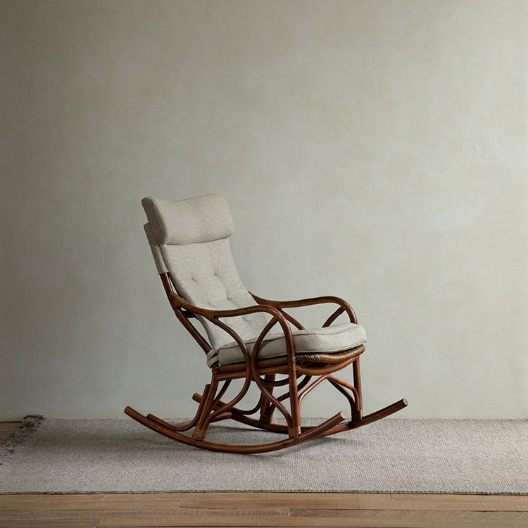 rattan rocking chair, rattan recliner, handwoven rattan furniture, natural rattan chair, bohemian interior, artisan rocking chair, lounge rattan seat, handcrafted rattan rocker