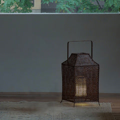 rattan lantern, wooden base lamp, handcrafted rattan light, wabi-sabi decor, natural rattan lighting, ambient table lamp, handmade home decor, rustic lantern, boho room lighting, artisan rattan lamp, minimalist home lamp, zen decor light, eco-friendly rattan lamp