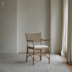 rattan dining chair, rattan armchair, tropical bistro chair, handwoven rattan furniture, natural rattan dining chair, bohemian furniture, rattan patio chair, tropical style chair