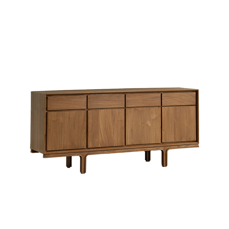 teak sideboard, solid wood cabinet, handcrafted buffet, four-door teak cabinet, minimalist wood furniture, artisan teak furniture, wabi-sabi sideboard, japanese scandi style furniture, handmade wood buffet