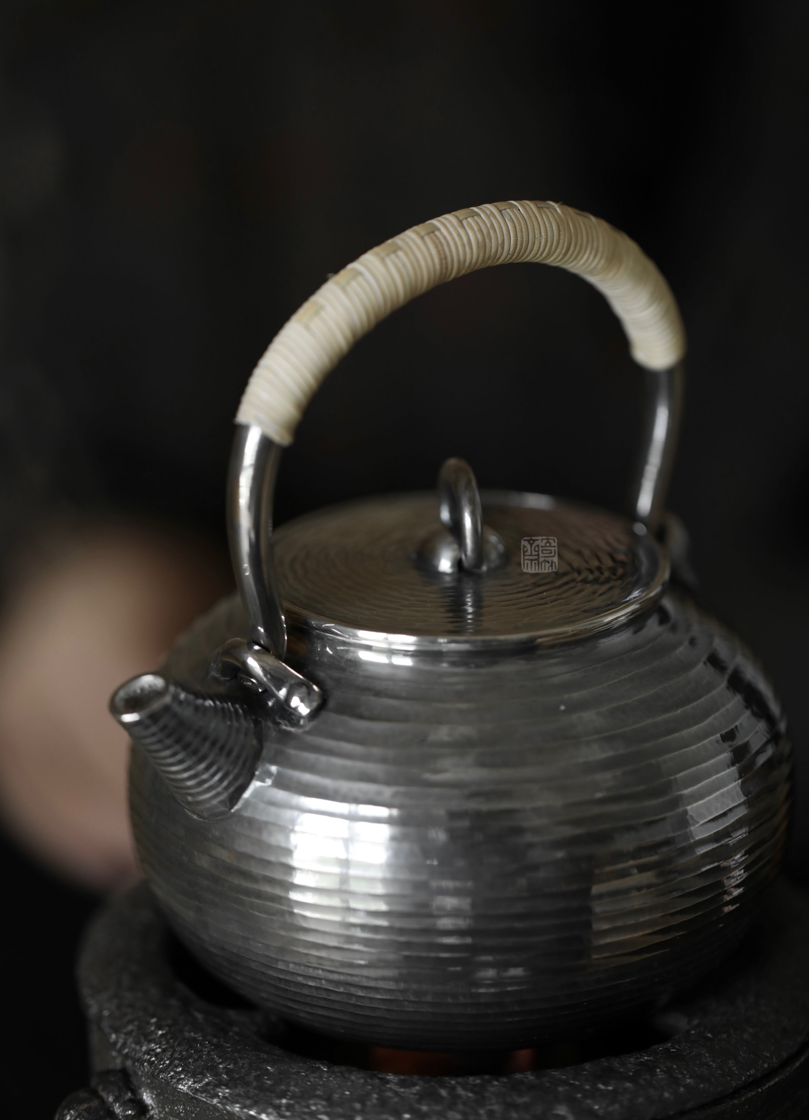 cast iron tea stove, portable tea heater, charcoal brazier, japanese tea stove, gongfu tea accessories, handmade tea tools, Piexlculpt Studio, tea ceremony heater, traditional iron brazier, wood engraving art, charcoal tea warmer