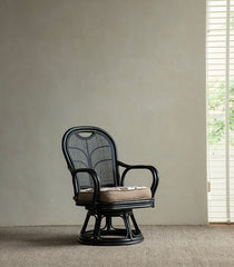 rattan swivel chair, rattan lounge chair, rotating rattan chair, handcrafted chair, natural rattan furniture, handwoven lounge seat, bohemian home decor