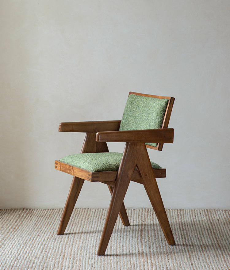 Chandigarh chair, rattan wood furniture, modernist wooden furniture, handwoven armchair, solid wood dining chair, minimalist home decor, mid-century design