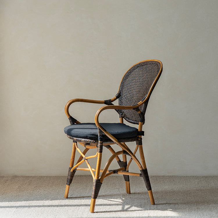 rattan armchair, banana fiber chair, rattan dining chair, handwoven rattan furniture, french café chair, natural rattan seat, bohemian dining furniture, tropical rattan armchair