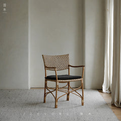 rattan dining chair, rattan armchair, tropical bistro chair, handwoven rattan furniture, natural rattan dining chair, bohemian furniture, rattan patio chair, tropical style chair