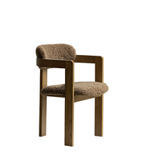 marais dining chair, boucle dining chair, french vintage furniture, mid century dining chair, solid wood chair, upholstered chair, wabi sabi furniture, piexlculpt studio, cozy minimalist furniture, modern farmhouse chair