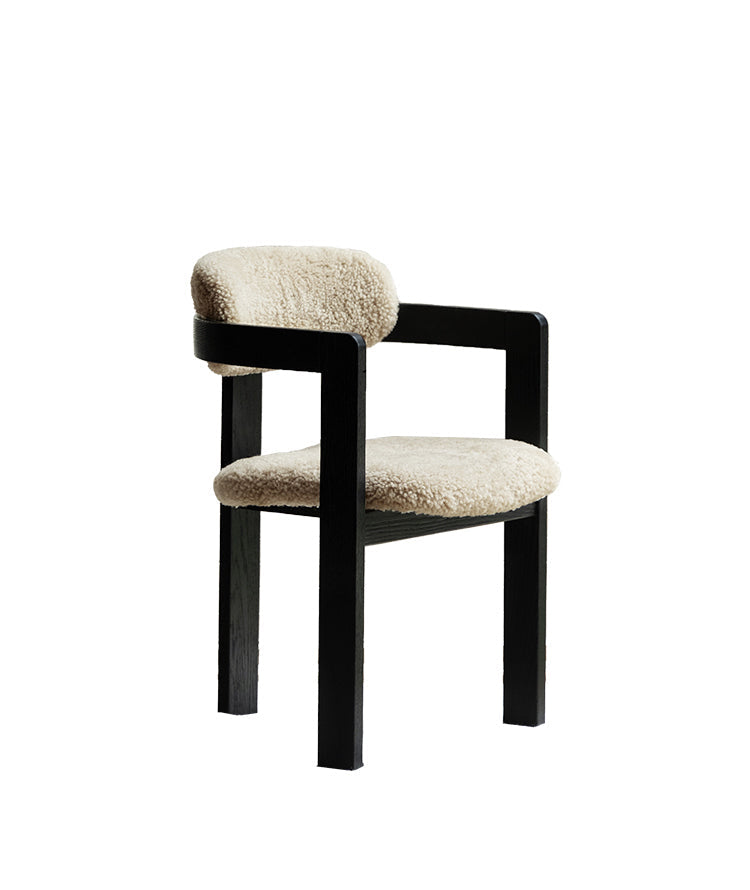 marais dining chair, boucle dining chair, french vintage furniture, mid century dining chair, solid wood chair, upholstered chair, wabi sabi furniture, piexlculpt studio, cozy minimalist furniture, modern farmhouse chair