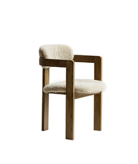 marais dining chair, boucle dining chair, french vintage furniture, mid century dining chair, solid wood chair, upholstered chair, wabi sabi furniture, piexlculpt studio, cozy minimalist furniture, modern farmhouse chair