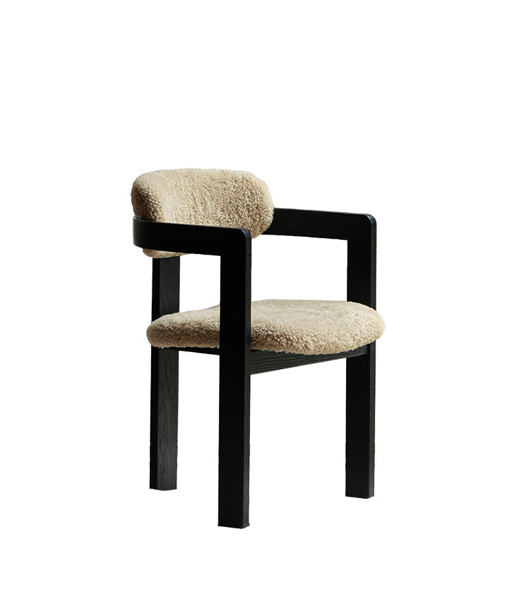 marais dining chair, boucle dining chair, french vintage furniture, mid century dining chair, solid wood chair, upholstered chair, wabi sabi furniture, piexlculpt studio, cozy minimalist furniture, modern farmhouse chair