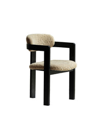 marais dining chair, boucle dining chair, french vintage furniture, mid century dining chair, solid wood chair, upholstered chair, wabi sabi furniture, piexlculpt studio, cozy minimalist furniture, modern farmhouse chair