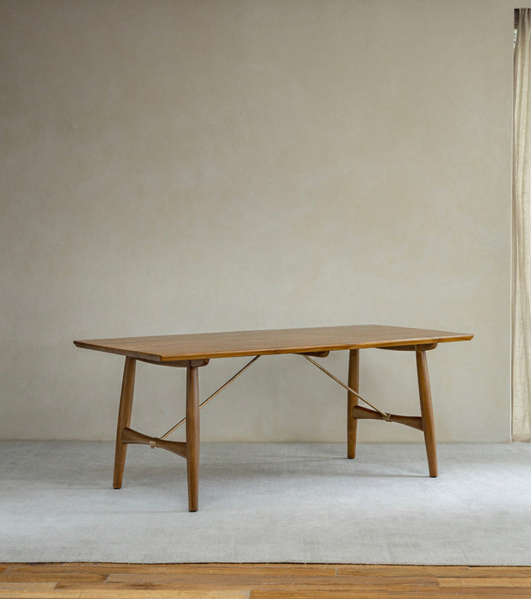 asa dining table, solid teak table, wabi sabi furniture, japanese minimalist dining table, handcrafted wood table, scandinavian furniture, piexlculpt studio, modern teak table, zen interior furniture, long wood dining table