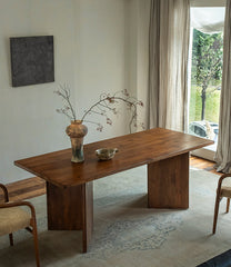 tada dining table, solid wood rectangular table, japanese minimalist furniture, wabi sabi table, handcrafted wood table, piexlculpt studio, zen furniture, wooden dining table, natural wood desk, modern wabi sabi decor