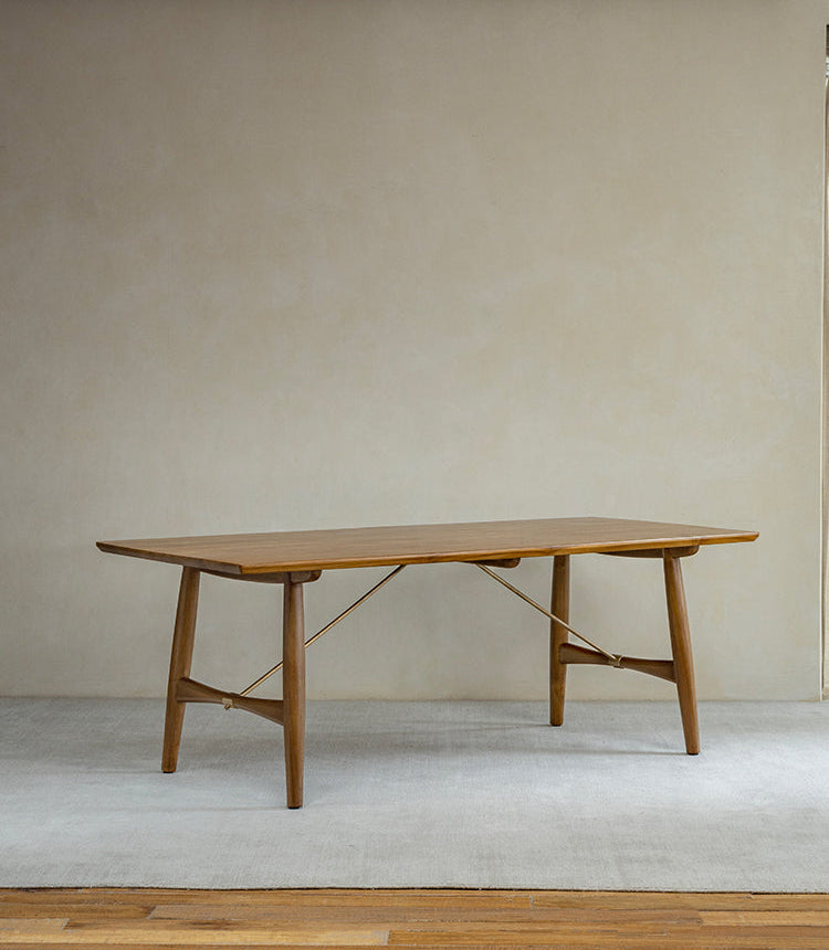 asa dining table, solid teak table, wabi sabi furniture, japanese minimalist dining table, handcrafted wood table, scandinavian furniture, piexlculpt studio, modern teak table, zen interior furniture, long wood dining table