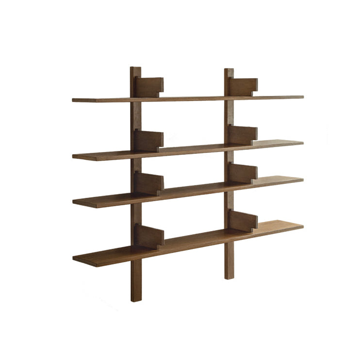 wall shelf system, modular wall shelving, mid century wood shelf, floating teak shelf, wooden wall bookcase, display shelving system, handcrafted wall furniture, piexlculpt studio