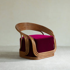 rattan lounge chair, designer rattan chair, handcrafted rattan furniture, modern accent chair, rattan armchair, handmade rattan seat, bohemian furniture, natural interior