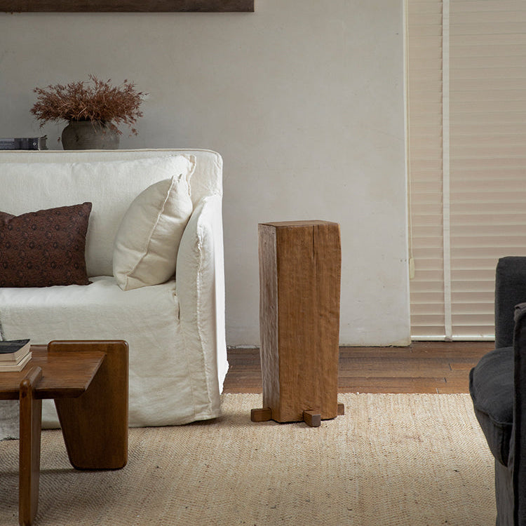 timber column stool, rustic wood side table, solid wood pedestal, wabi sabi furniture, natural wood decor, organic design, minimalist wooden stand, handcrafted stool, piexlculpt studio