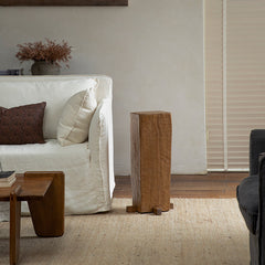 timber column stool, rustic wood side table, solid wood pedestal, wabi sabi furniture, natural wood decor, organic design, minimalist wooden stand, handcrafted stool, piexlculpt studio