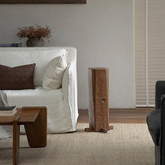 timber column stool, rustic wood side table, solid wood pedestal, wabi sabi furniture, natural wood decor, organic design, minimalist wooden stand, handcrafted stool, piexlculpt studio