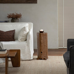 timber column stool, rustic wood side table, solid wood pedestal, wabi sabi furniture, natural wood decor, organic design, minimalist wooden stand, handcrafted stool, piexlculpt studio