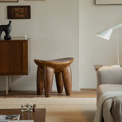 senufo stool, milk stool, african wooden stool, handcarved solid wood stool, wabi sabi furniture, minimalist wood decor, handcrafted accent stool, tribal design furniture, piexlculpt studio, small wood bench