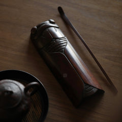 bamboo tea scoop, calligraphy tea scoop, engraved tea utensil, wooden tea accessory, handmade tea tools, gongfu tea ceremony, bamboo leaf holder, artisan tea ware, Piexlculpt Studio, wood engraving art