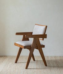 Chandigarh chair, rattan wood furniture, modernist wooden furniture, handwoven armchair, solid wood dining chair, minimalist home decor, mid-century design