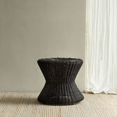 rattan side table, rattan coffee table, round accent table, handwoven rattan furniture, natural rattan decor, woven living room furniture, handcrafted table