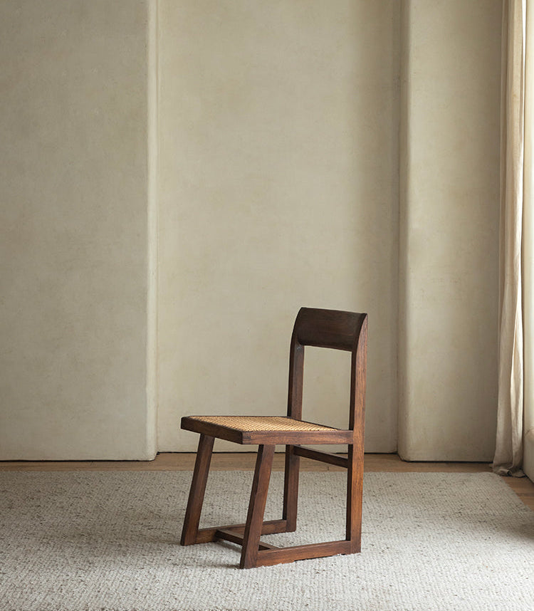 Chandigarh chair, rattan wood furniture, modernist wooden furniture, handwoven armchair, solid wood dining chair, minimalist home decor, mid-century design