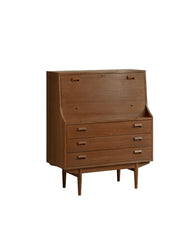 mid century secretary desk, teak writing cabinet, danish modern furniture, mcm teak desk, handcrafted wood furniture, vintage writing bureau, solid wood secretary desk, scandinavian teak furniture, minimalist wood desk