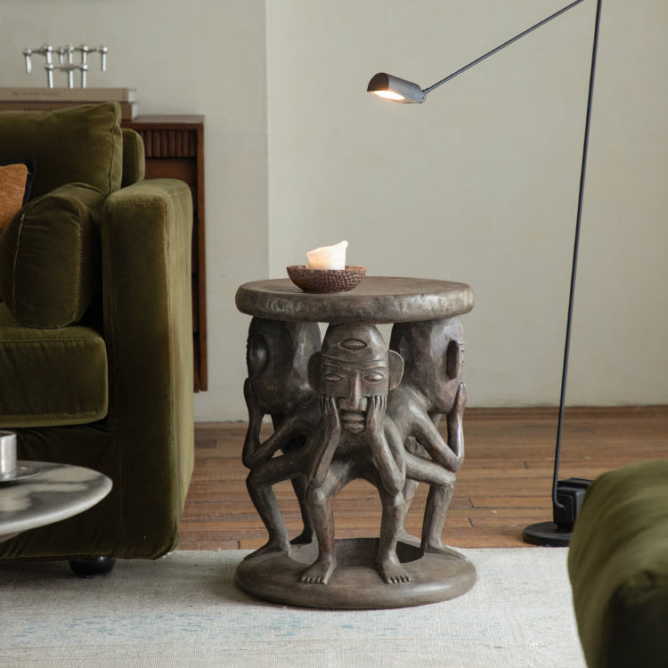 Senufo stool, African wood carving, tribal furniture, hand carved stool, wooden sculpture table, primitive design furniture, solid wood accent stool, piexlculpt