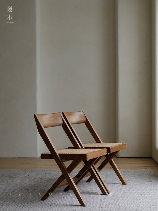 Chandigarh chair, rattan wood furniture, modernist wooden furniture, handwoven armchair, solid wood dining chair, minimalist home decor, mid-century design