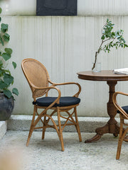 rattan armchair, banana fiber chair, rattan dining chair, handwoven rattan furniture, french café chair, natural rattan seat, bohemian dining furniture, tropical rattan armchair