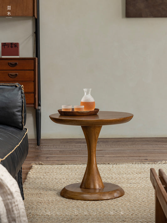 enso side table, solid wood pedestal table, wabi sabi furniture, japanese minimalist decor, handcrafted wood table, piexlculpt studio, zen side table, natural oak table, wooden accent table, small round table