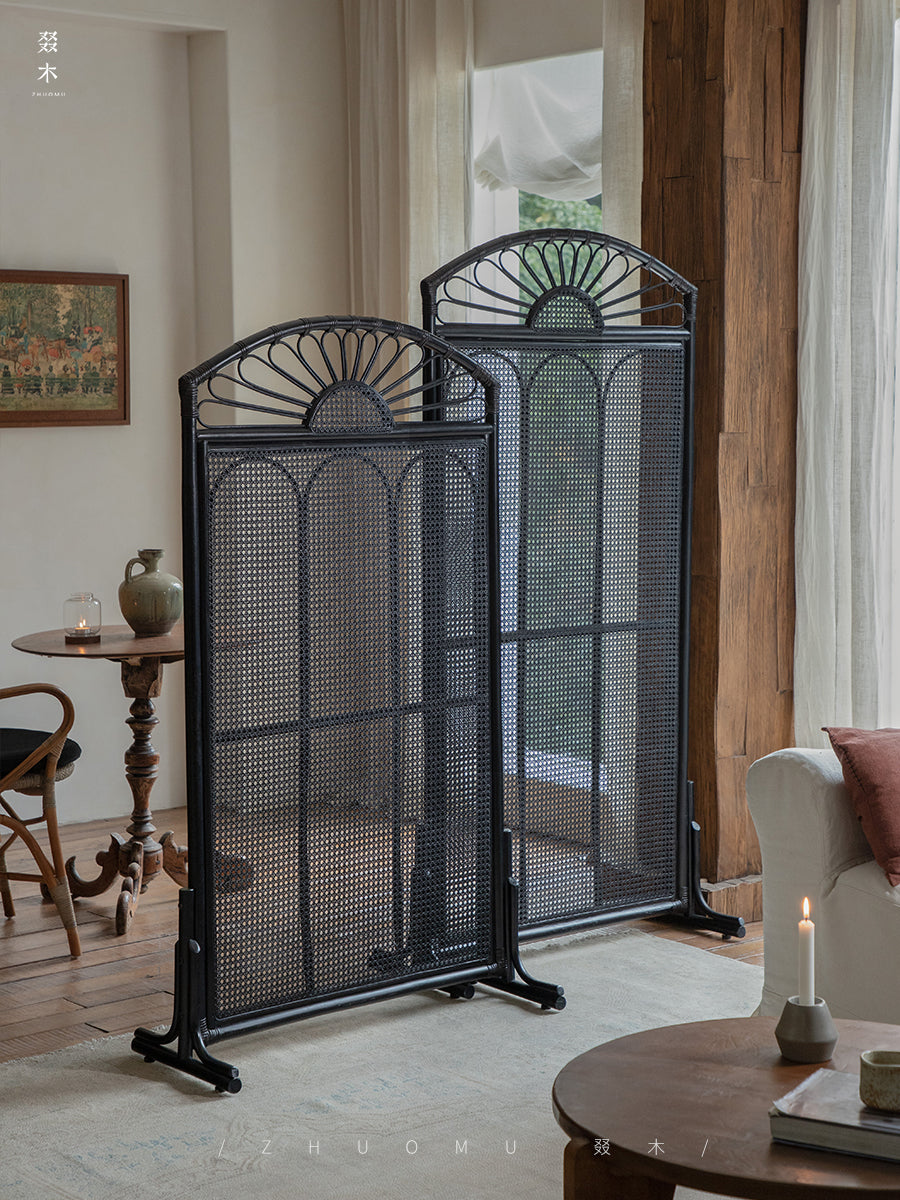 rattan screen, rattan room divider, handwoven privacy screen, vintage rattan furniture, folding rattan partition, natural rattan decor, handcrafted room divider, boho rattan screen, japanese wabi-sabi decor