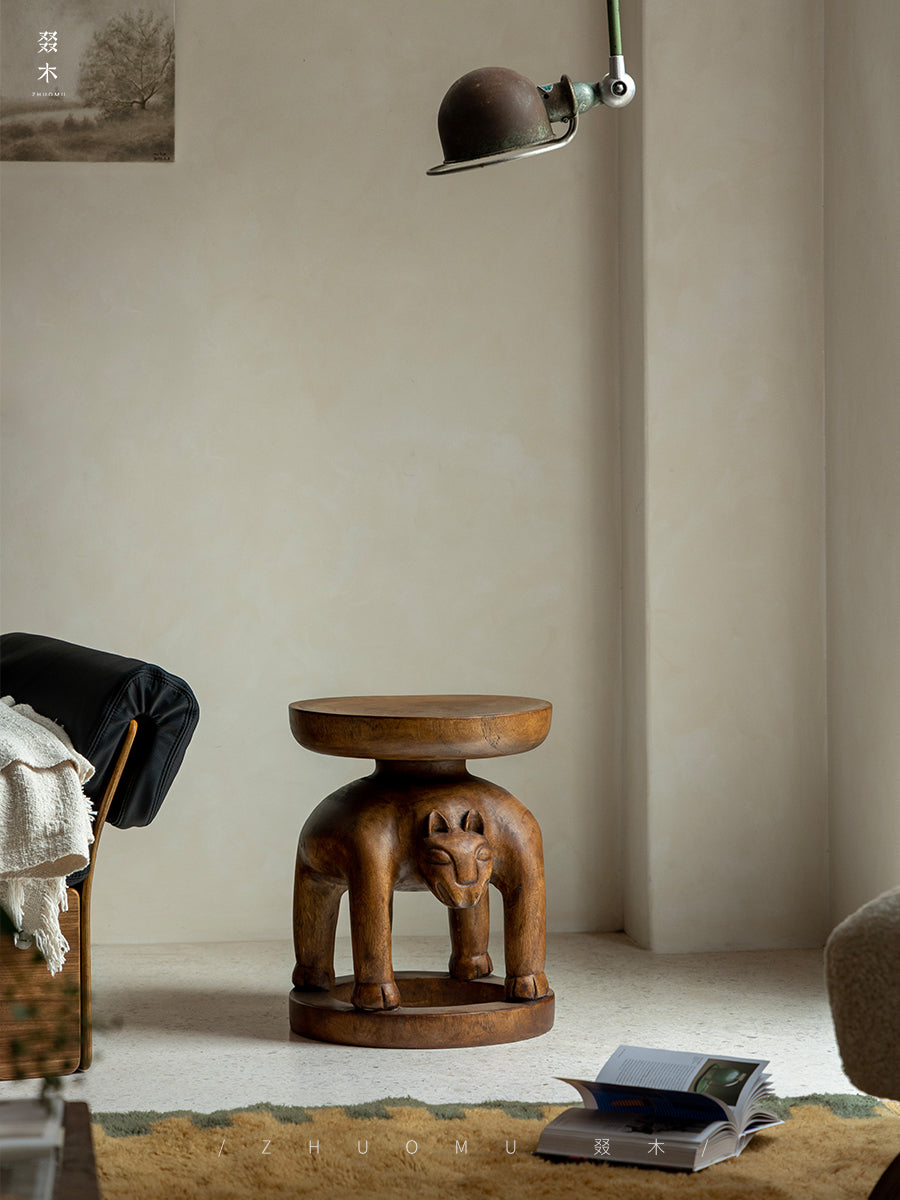 Senufo stool, African wood carving, tribal furniture, hand carved stool, wooden sculpture table, primitive design furniture, solid wood accent stool, piexlculpt